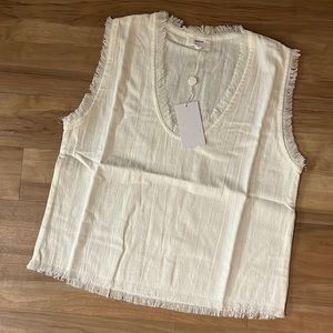 MIKOH Himalayas Frayed Sleeveless Top in Bone NWT